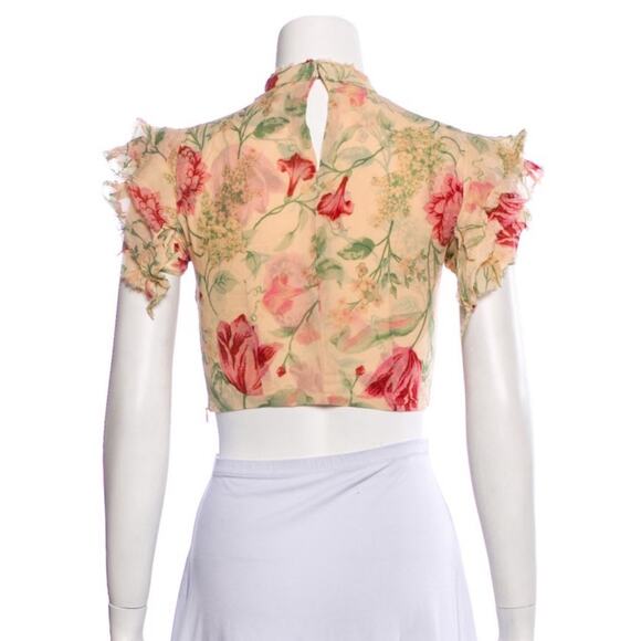Reformation Floral Print Mock Neck Crop Top Size: XS | US 0 Reformation Crop Top - Picture 2 of 5